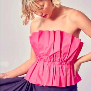 DO+BE Hot Pink Strapless Pleated Top